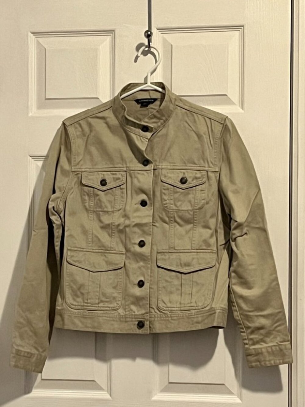 Lands' End tan bomber jacket (denim style)